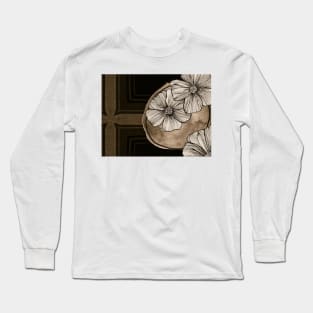 Contemporary Modern Art Botanical In Brown Long Sleeve T-Shirt